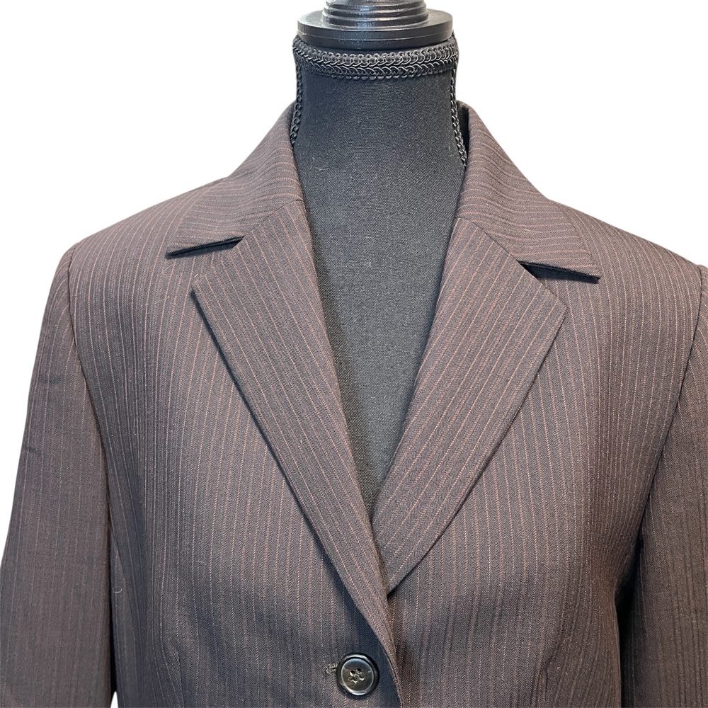 VINTAGE Bianca Washable 2-Piece Pant Suit in Pinstripe Fabric, Size 8, Black/red - Picture 3 of 16